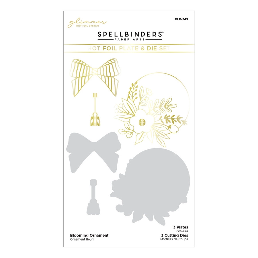 Spellbinders - Blooming Ornament Glimmer Hot Foil Plate & Die Set from the Glimmer Greetings Collection