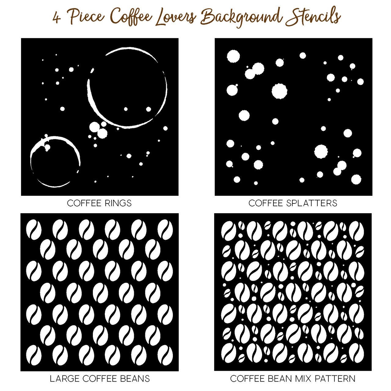 Honey Bee Stamps - Coffee Lovers Background Stencils | Set of 4