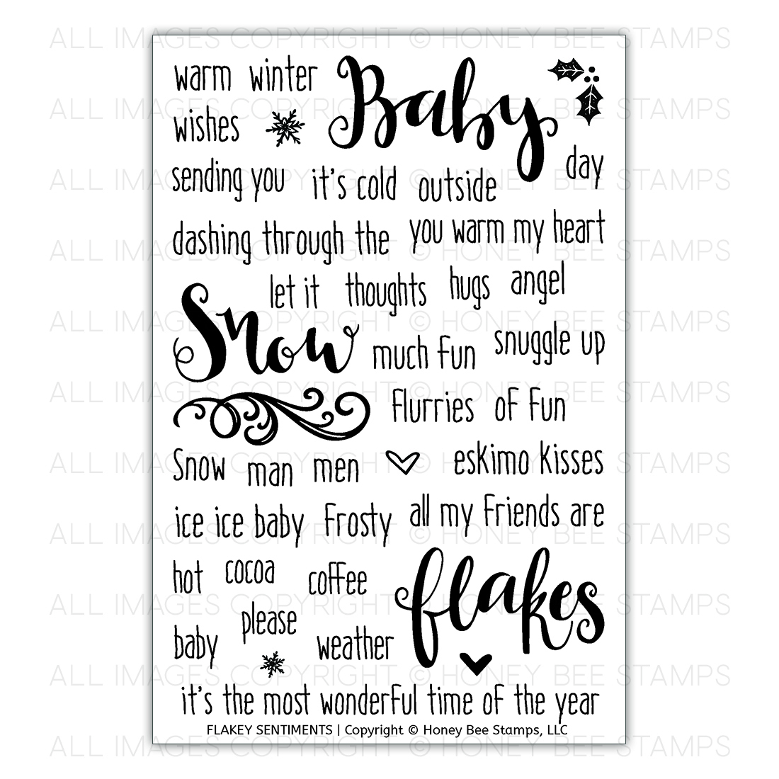 Honey Bee Stamps - Flakey Sentiments | 4x6 Stamp Set