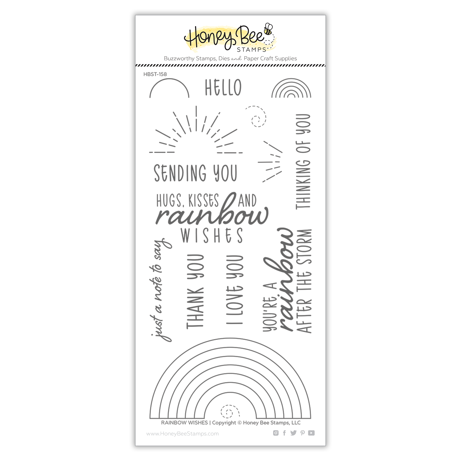 Honey Bee - Rainbow Wishes | 4x8 Stamp Set