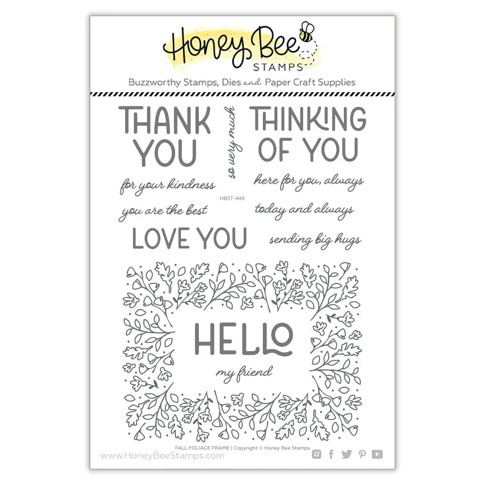 Honey Bee - Fall Foliage Frame - 6x8 Stamp Set