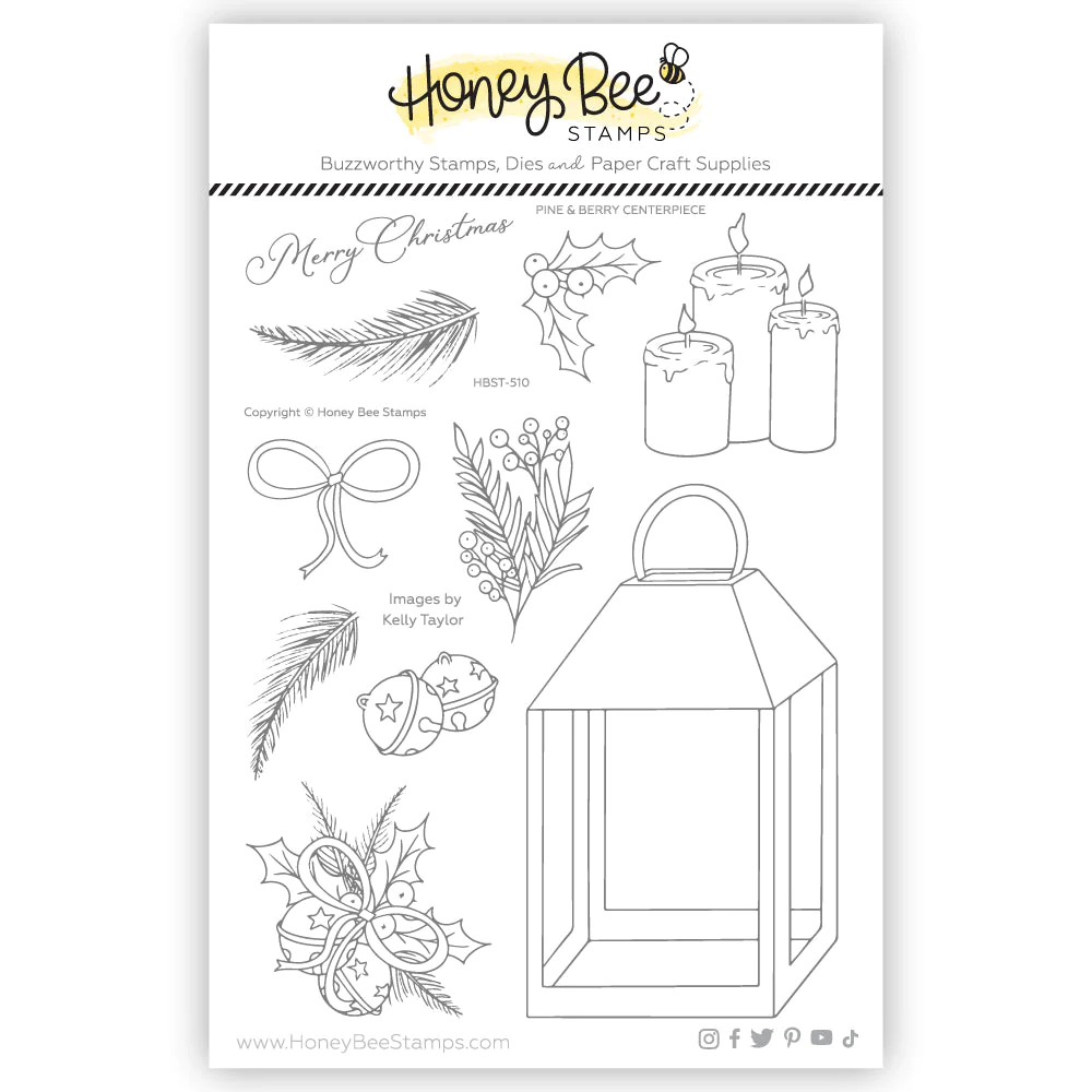 Honey Bee - Pine & Berry Centerpiece 6x8 Stamp Set