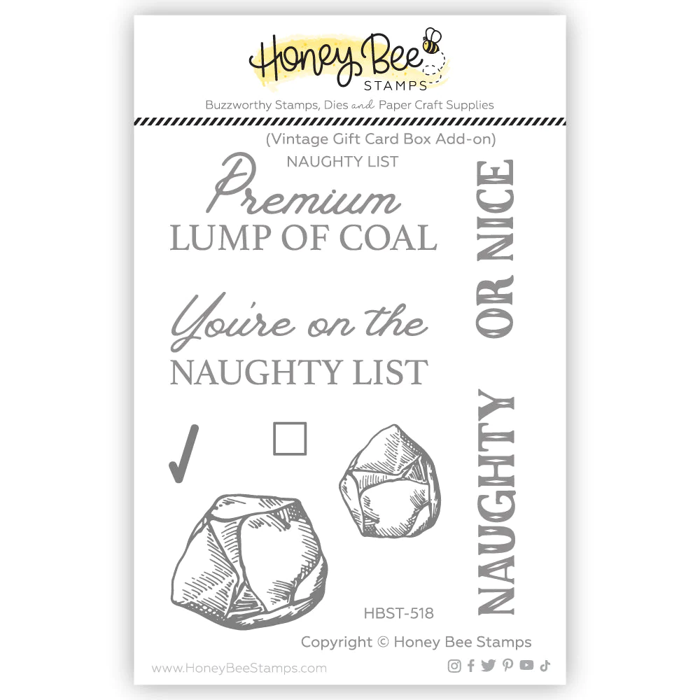 Honey Bee - Naughty List Vintage Gift Card Box Add-On 3x4 Stamp Set