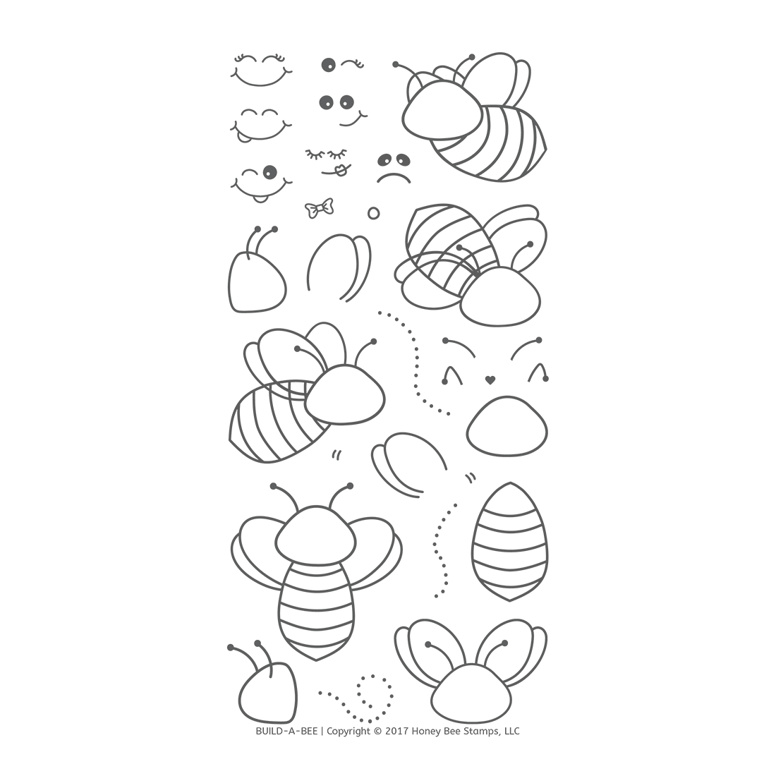 Honey Bee Stamps - Build-A-Bee | 4x8 Stamp Set