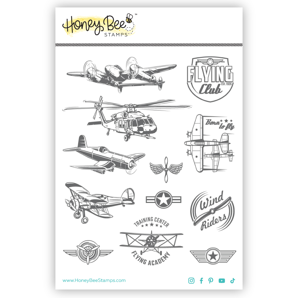 Honey Bee - Born To Fly - 5x6 Red Rubber Stamp Set
