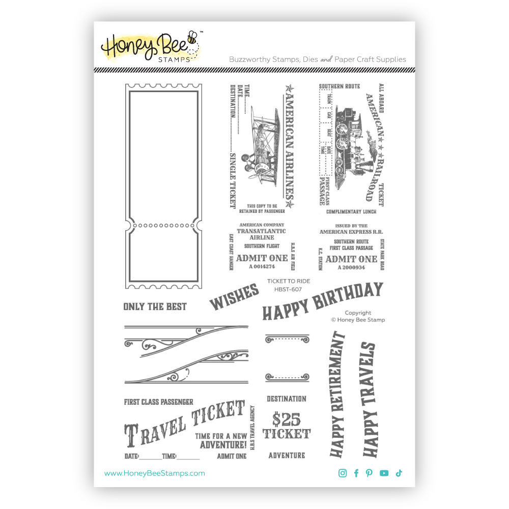 Honey Bee - Ticket To Ride - 6x8 Stamp Set