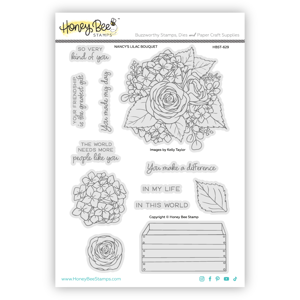 Honey Bee - Nancy's Lilac Bouquet 6x8 Stamp Set