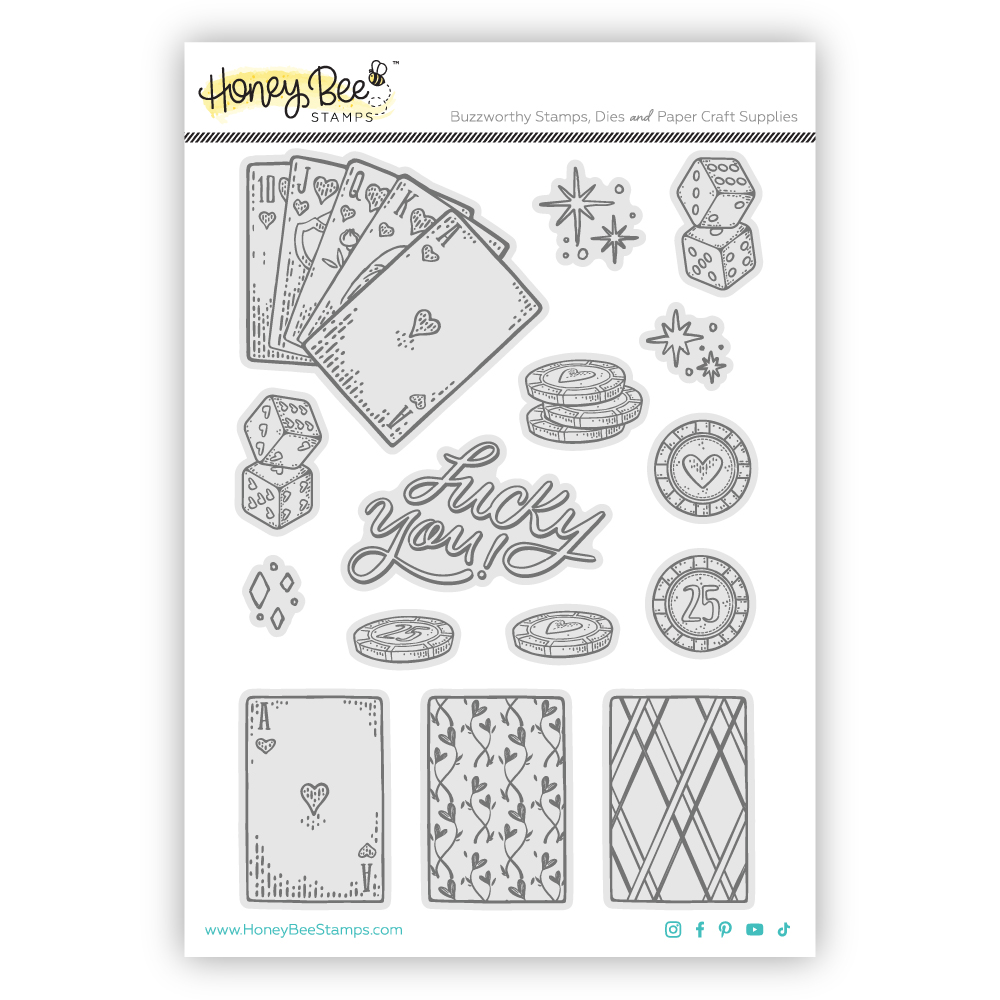 Honey Bee - Royal Flush - Rubber Cling Stamp Set