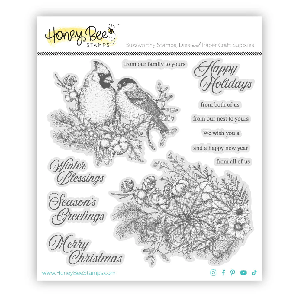 *NEW* - Honey Bee - Winter Song - 6"x 6" Rubber Cling Stamp Set