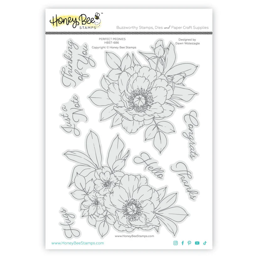 **NEW* - Honey Bee - Perfect Peonies - 6x8 Photopolymer Stamp Set