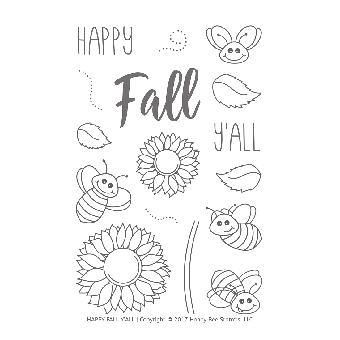 Honey Bee Stamps - Happy Fall Y'all | 4x6 Stamp Set