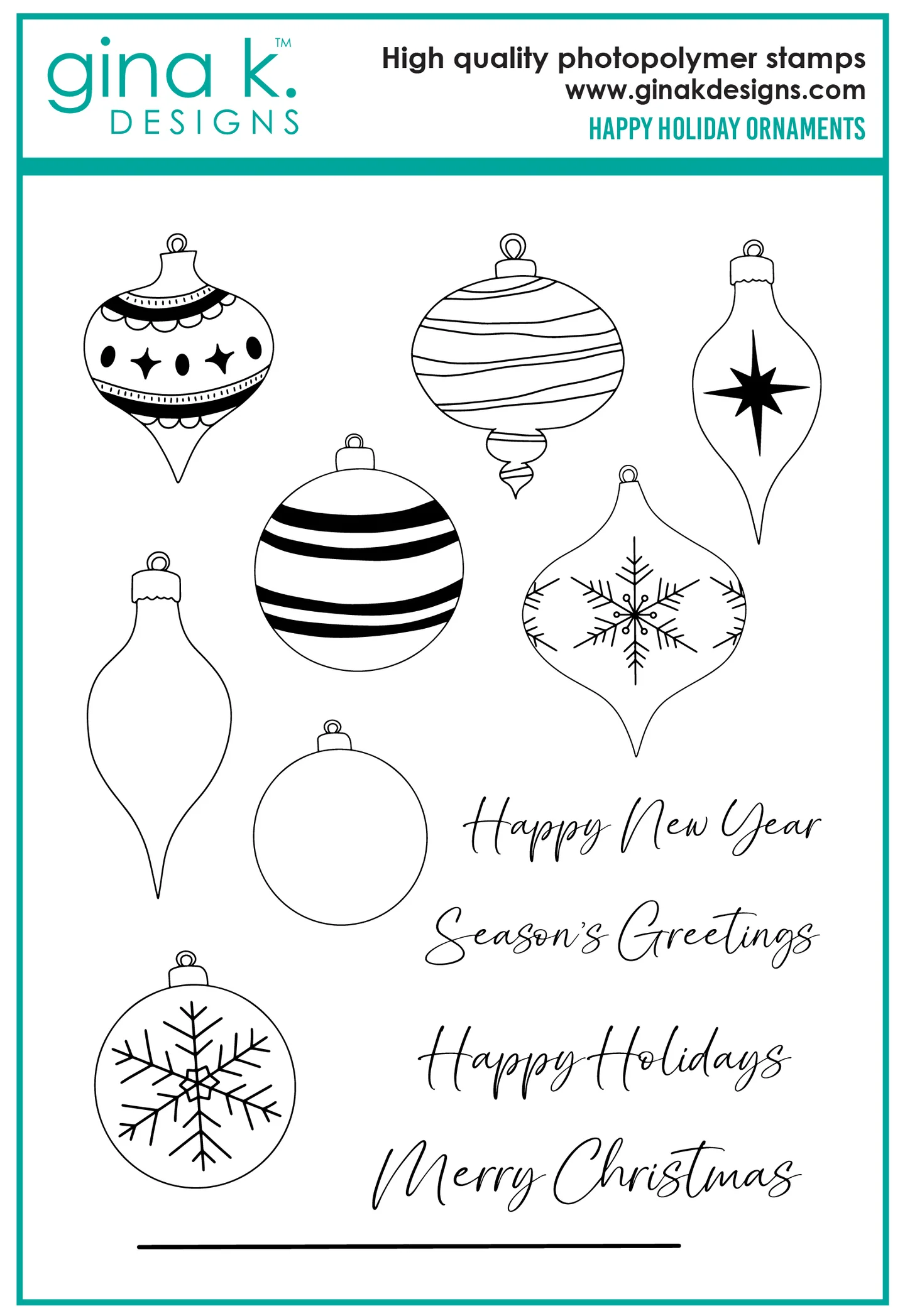 Gina K Designs - Happy Holiday Ornaments - STAMPS