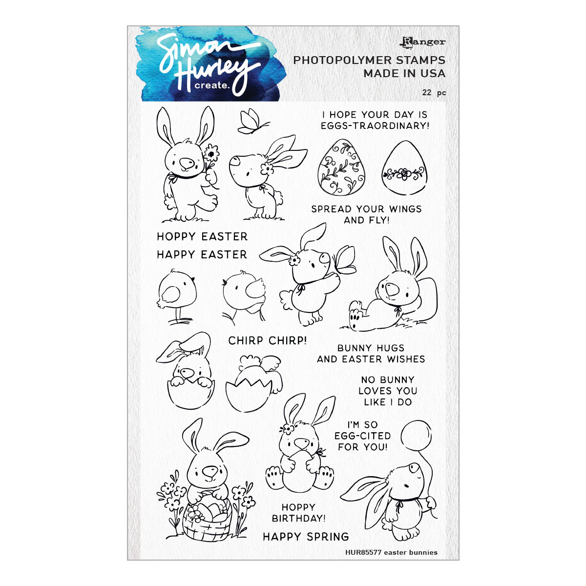 Spellbinders - Ranger Easter Bunnies Clear Stamp Set by Simon Hurley create.