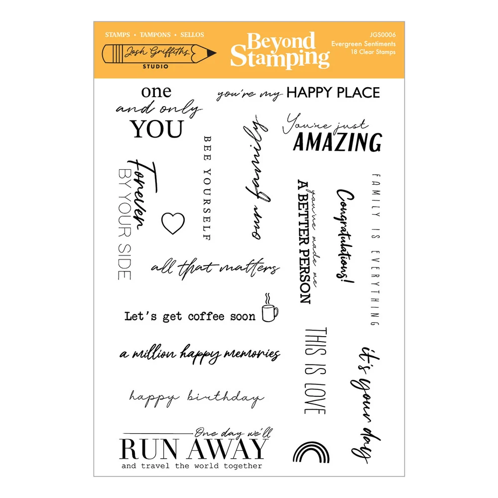 **NEW* - Spellbinders - Beyond Stamping Evergreen Sentiments Clear Stamp Set by Josh Griffiths Studio