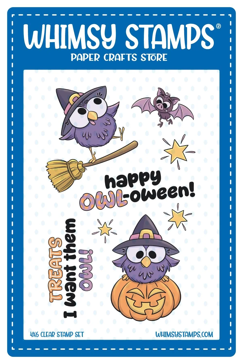 **NEW* - Whimsy Stamps - h-OWL-oween Clear Stamps