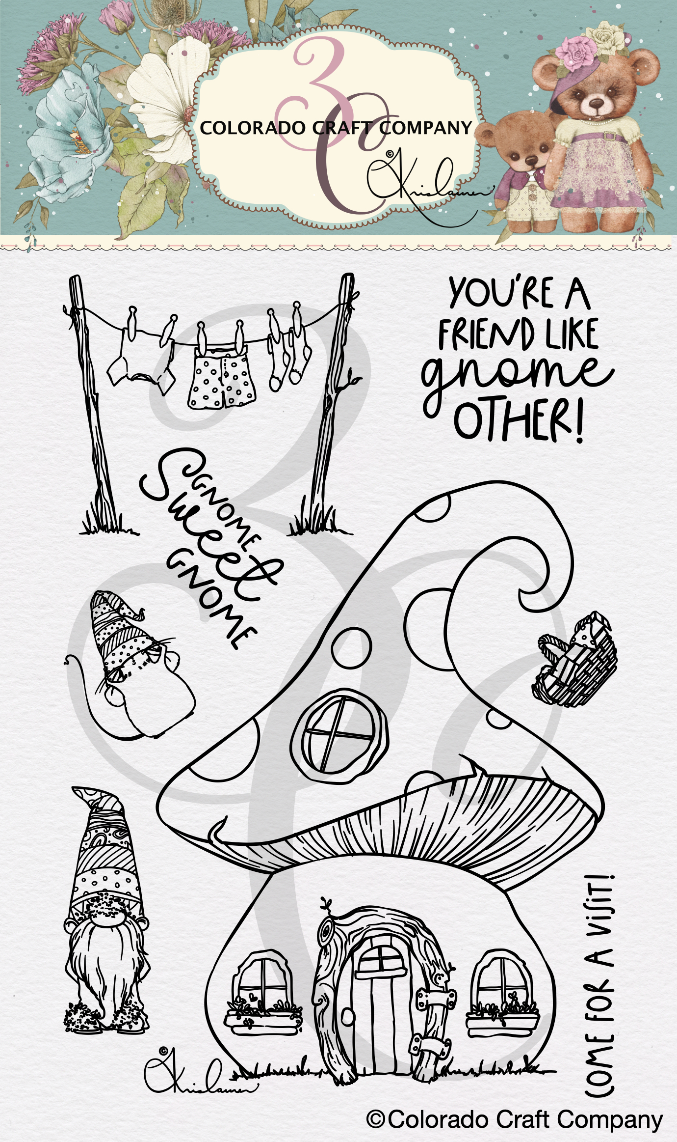 Colorado Craft Company - Kris Lauren~Gnome Home 4 x 6 Clear Stamps