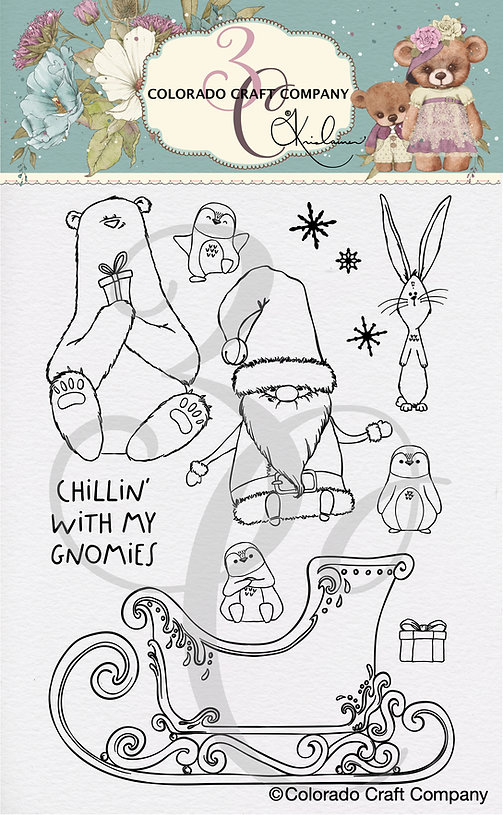 Colorado Craft Company - Kris Lauren~Chillin' Gnomies 4 x 6 Clear Stamps