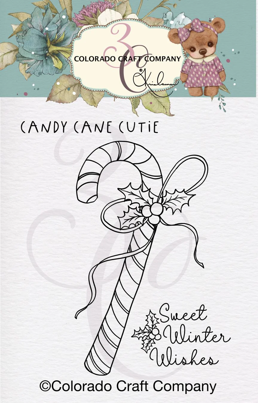 Colorado Craft Company - Kris Lauren~Candy Cane Cutie Mini 2 x 3 Clear Stamps