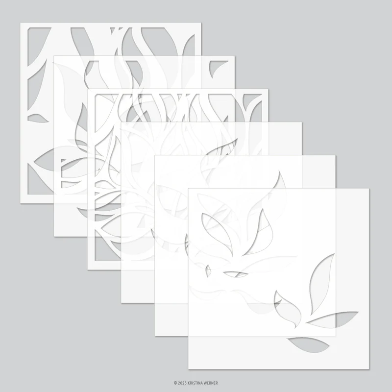 Concord & 9th - Long Line Leaves Stencil Pack (6 qty; 6 x 6)