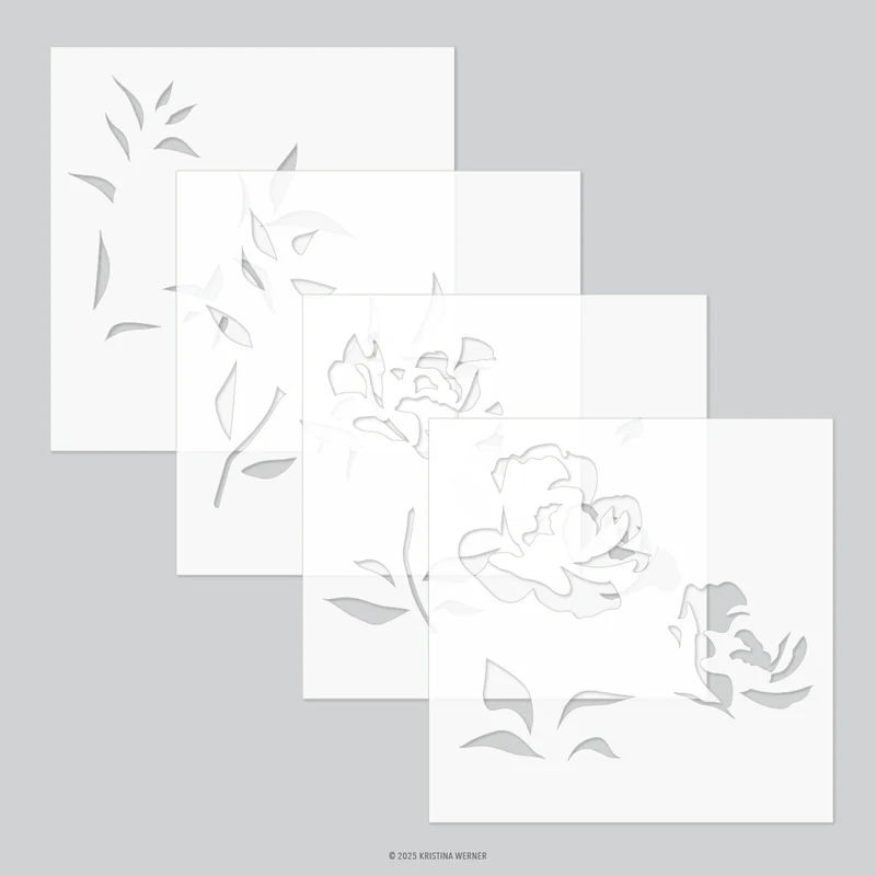 Concord & 9th - Long Line Roses Stencil Pack (4qty; 6 x 6)