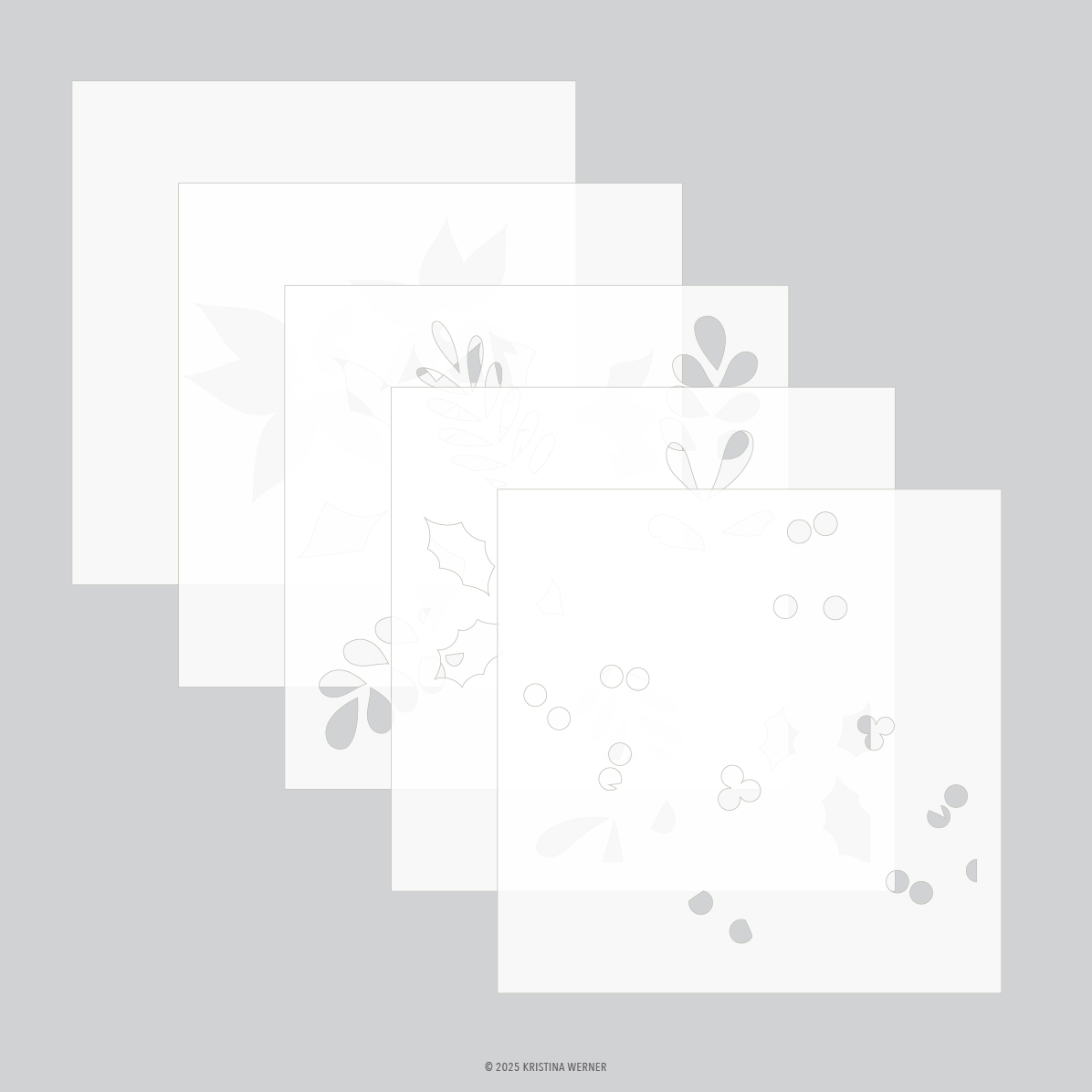 *NEW* - Concord & 9th - Winter Greenery Background Stencil Pack (5 qty; 6 x 6)