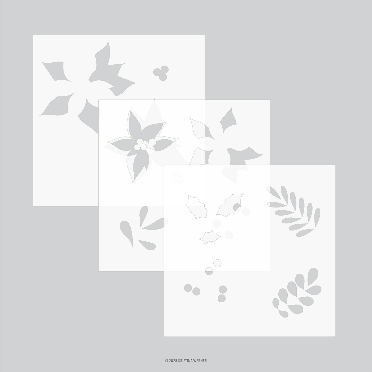 *NEW* - Concord & 9th - Winter Greenery Stencil Pack (3 qty; 6 x 6)