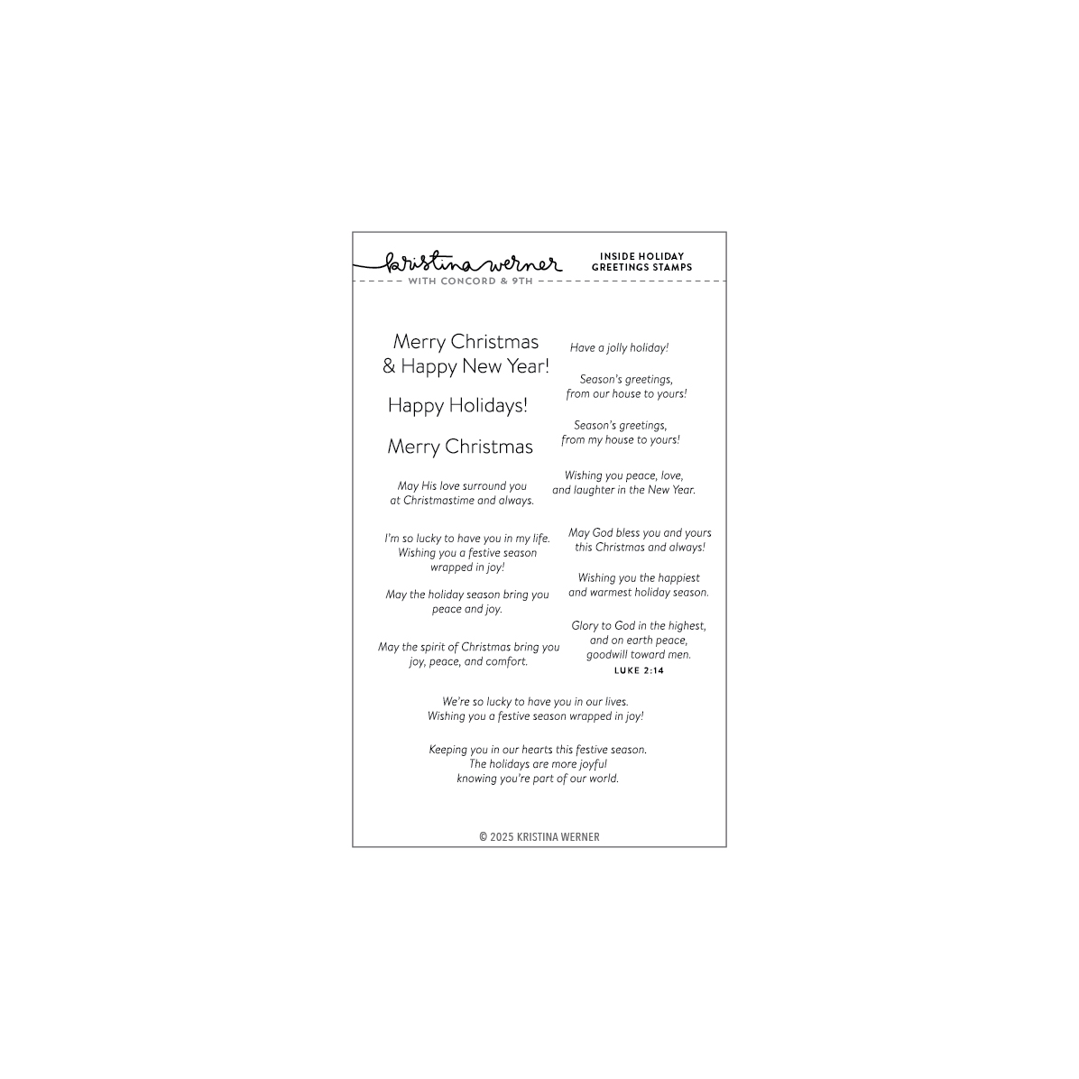 *NEW* - Concord & 9th - Inside Holiday Greetings Stamp Set (4 x 6)