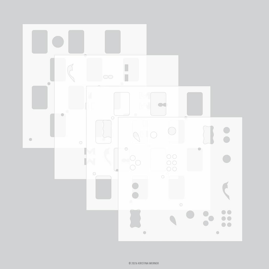 **NEW* - Concord & 9th - Easy Repeat Tiles Stencil Pack (4 qty; 6 x 6)
