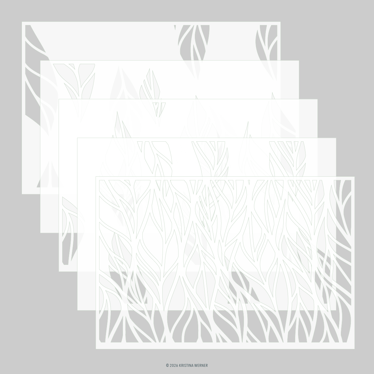 **NEW* - Concord & 9th - Leaf Flow Stencil Pack (5 qty; 6 x 9)