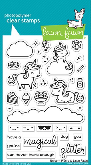 Lawn Fawn - unicorn picnic STAMP WITH MATCHING DIE