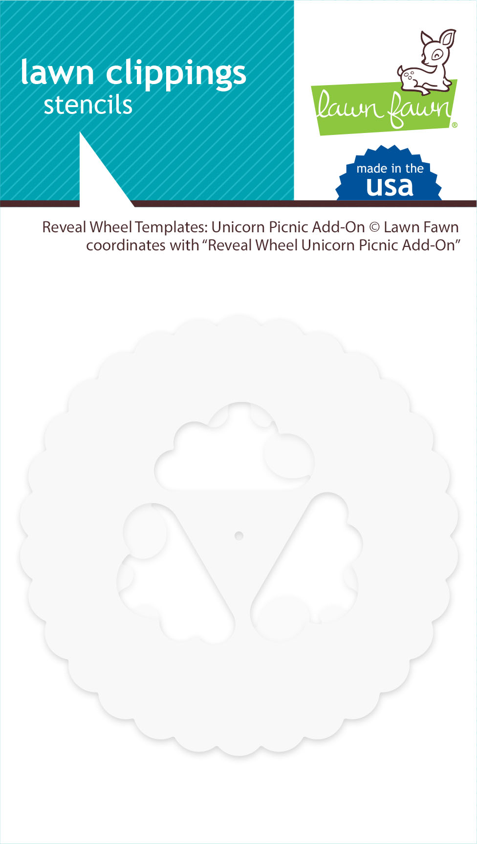 Lawn Fawn - reveal wheel templates: unicorn picnic add-on