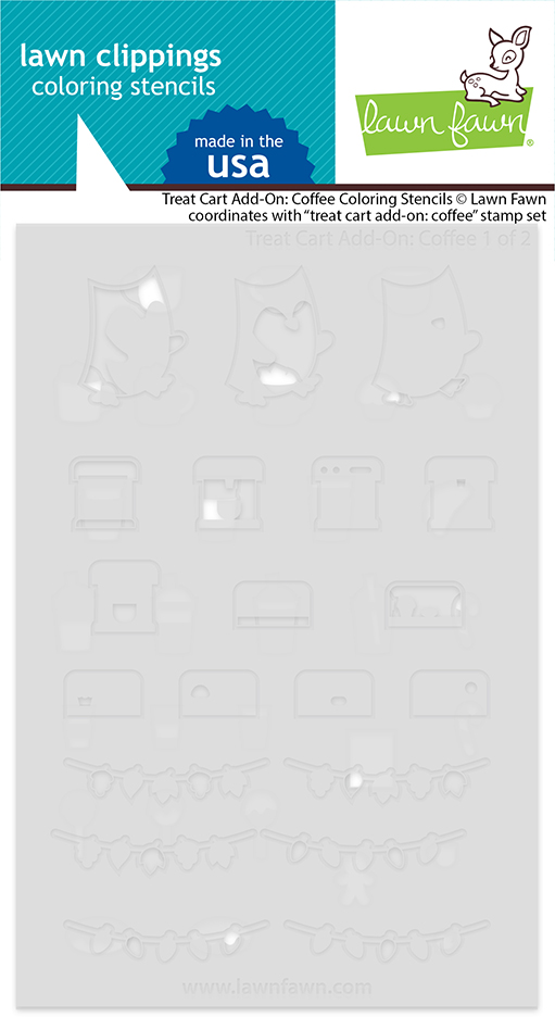 Lawn Fawn - treat cart add-on: coffee coloring stencils
