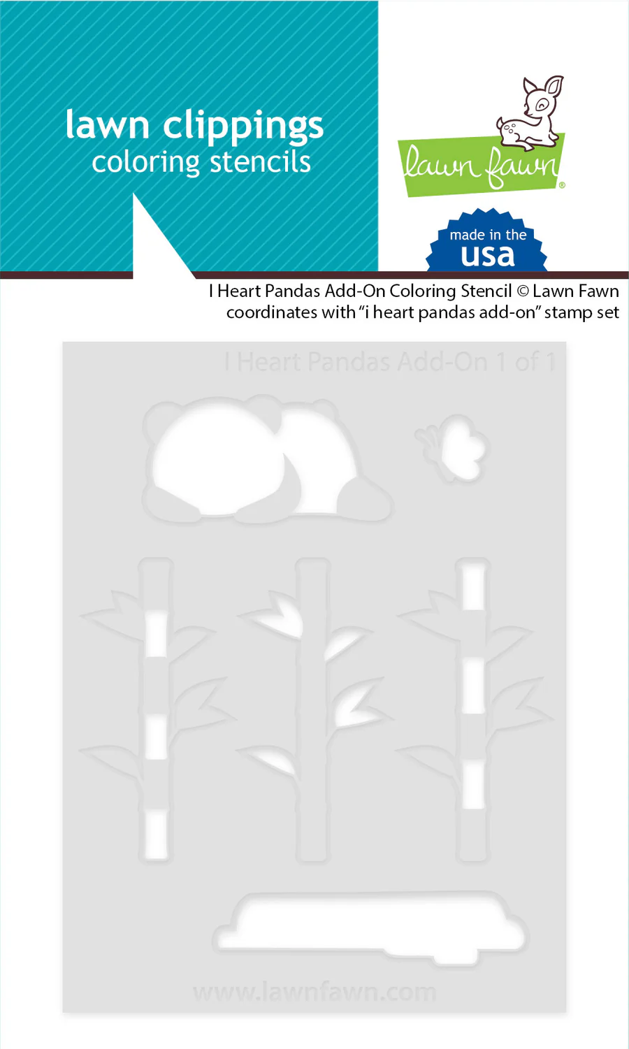 Lawn Fawn - i heart pandas add-on coloring stencil