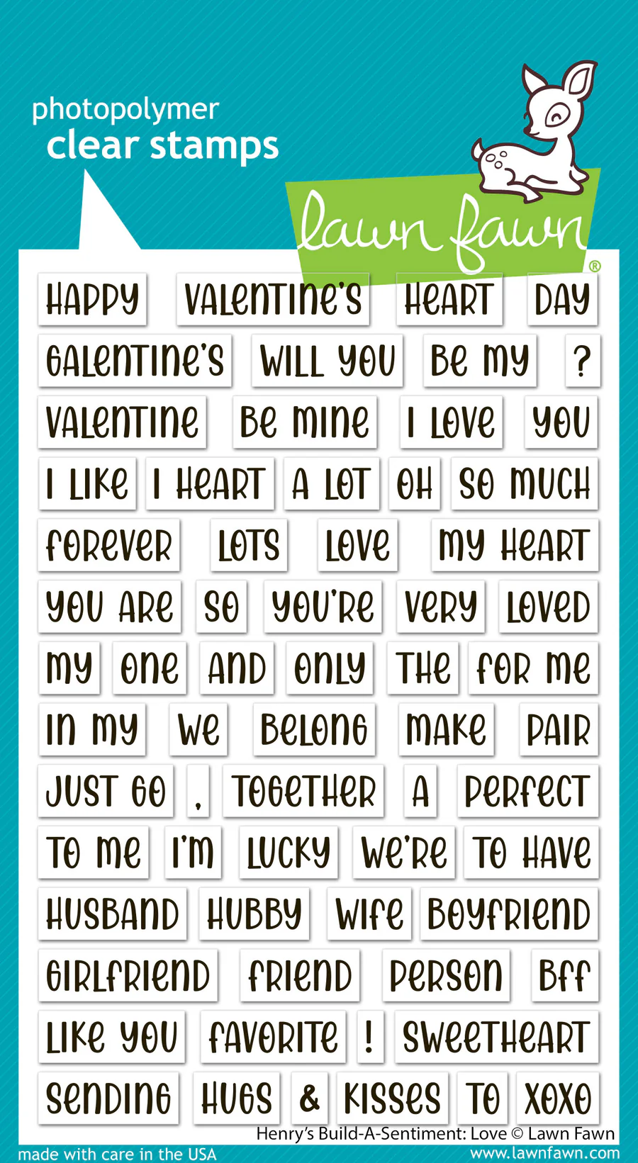 Lawn Fawn - henry's build-a-sentiment: love