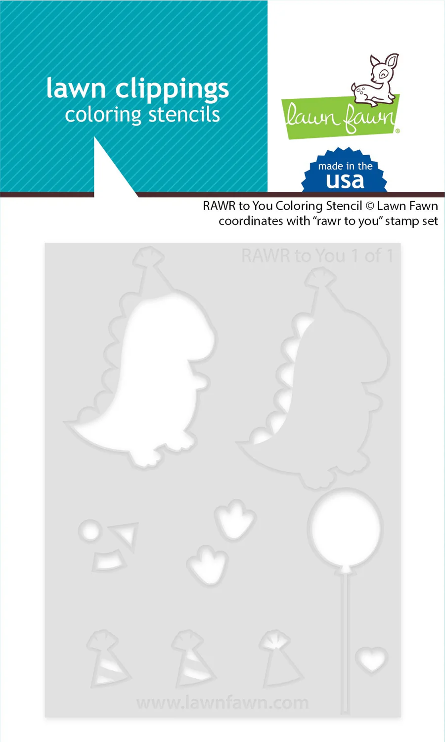 Lawn Fawn - rawr to you coloring stencil