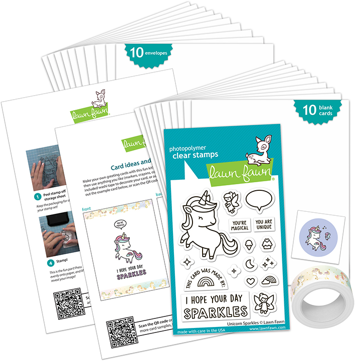 **NEW* - Lawn Fawn - unicorn sparkles kids cardmaking kit: mini