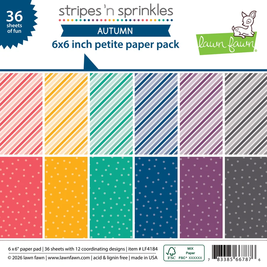 **NEW* - Lawn Fawn - stripes 'n sprinkles autumn - petite paper pack