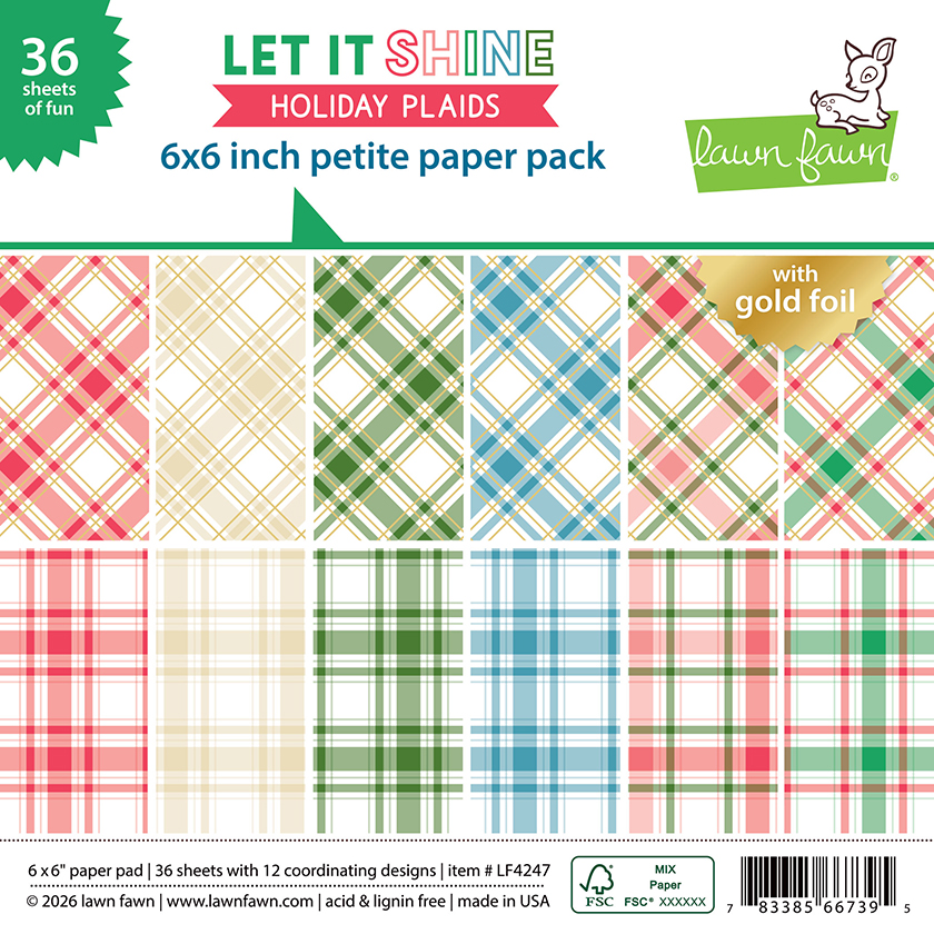 **NEW* - Lawn Fawn - let it shine holiday plaids - petite paper pack