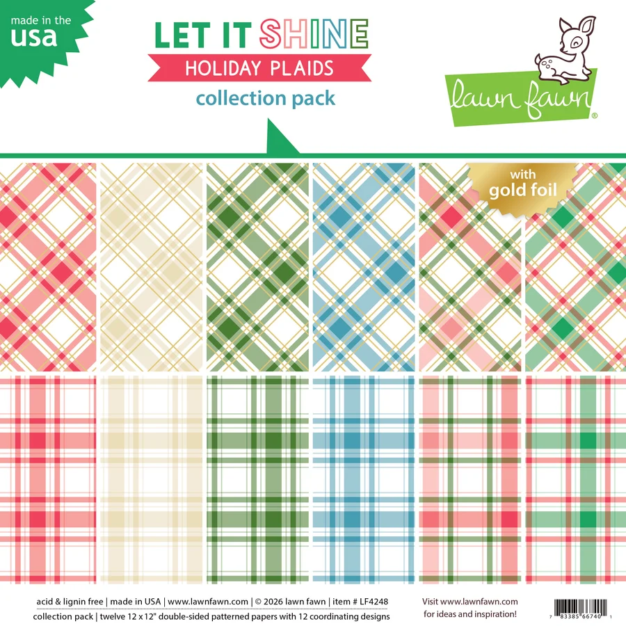 **NEW* - Lawn Fawn - let it shine holiday plaids - collection pack