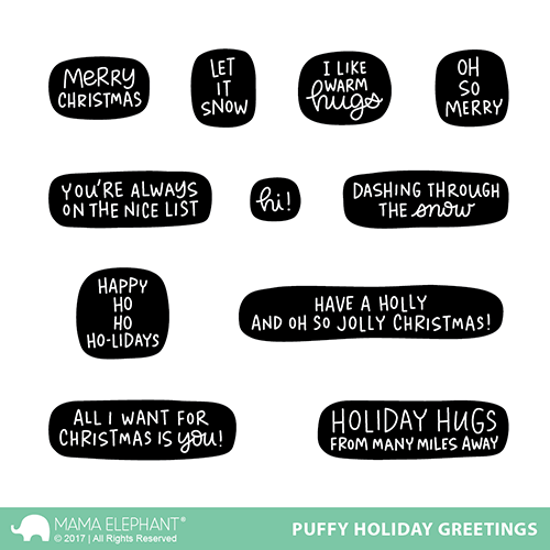 Mama Elephant - PUFFY HOLIDAY GREETINGS - Stamp Set