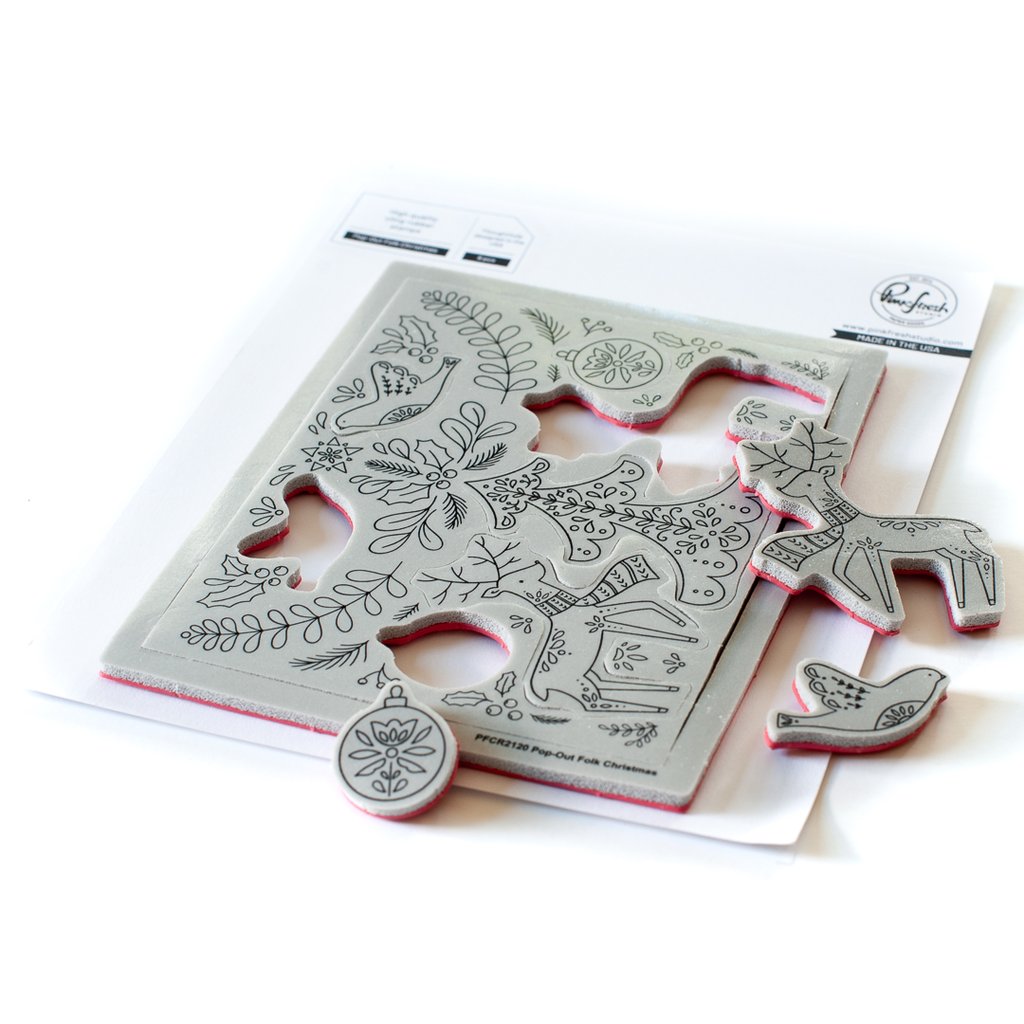 Pinkfresh Studio - Pop Out Folk Christmas cling stamp