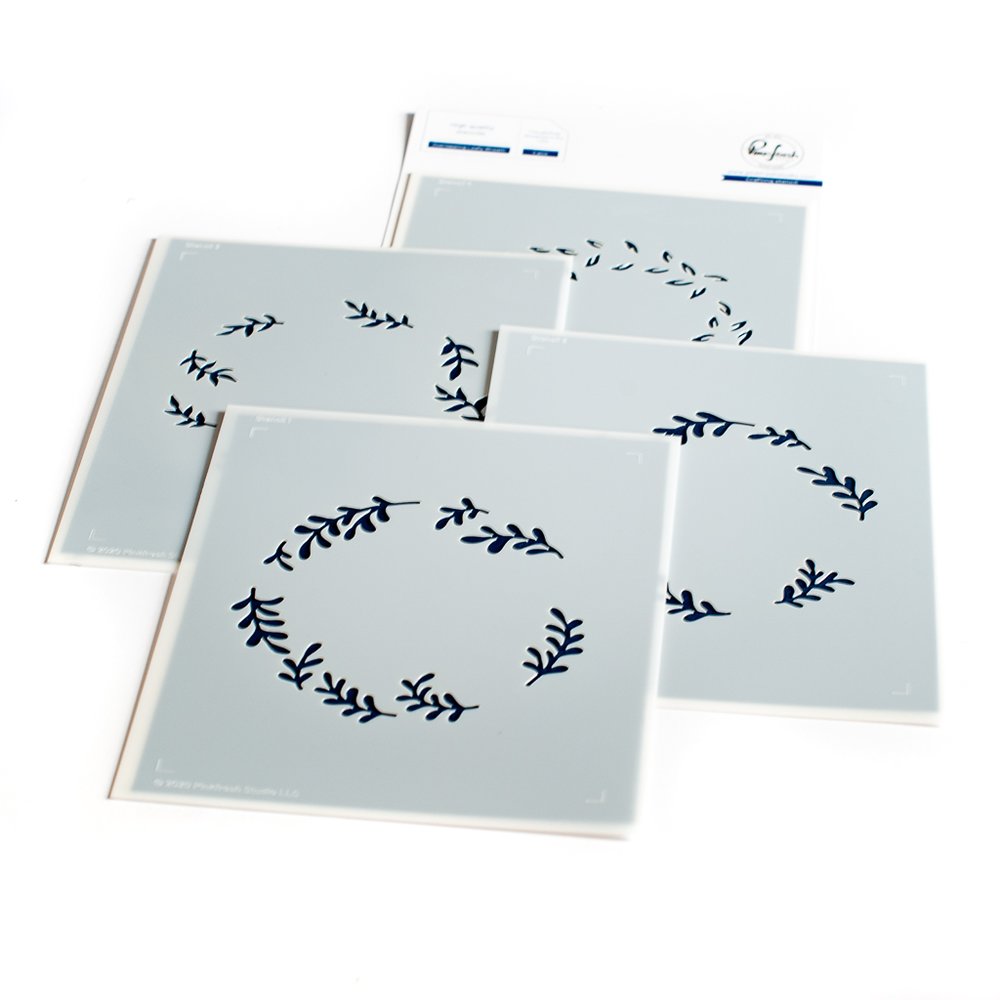 Pinkfresh Studio - Overlapping Leafy Wreath layered stencil set