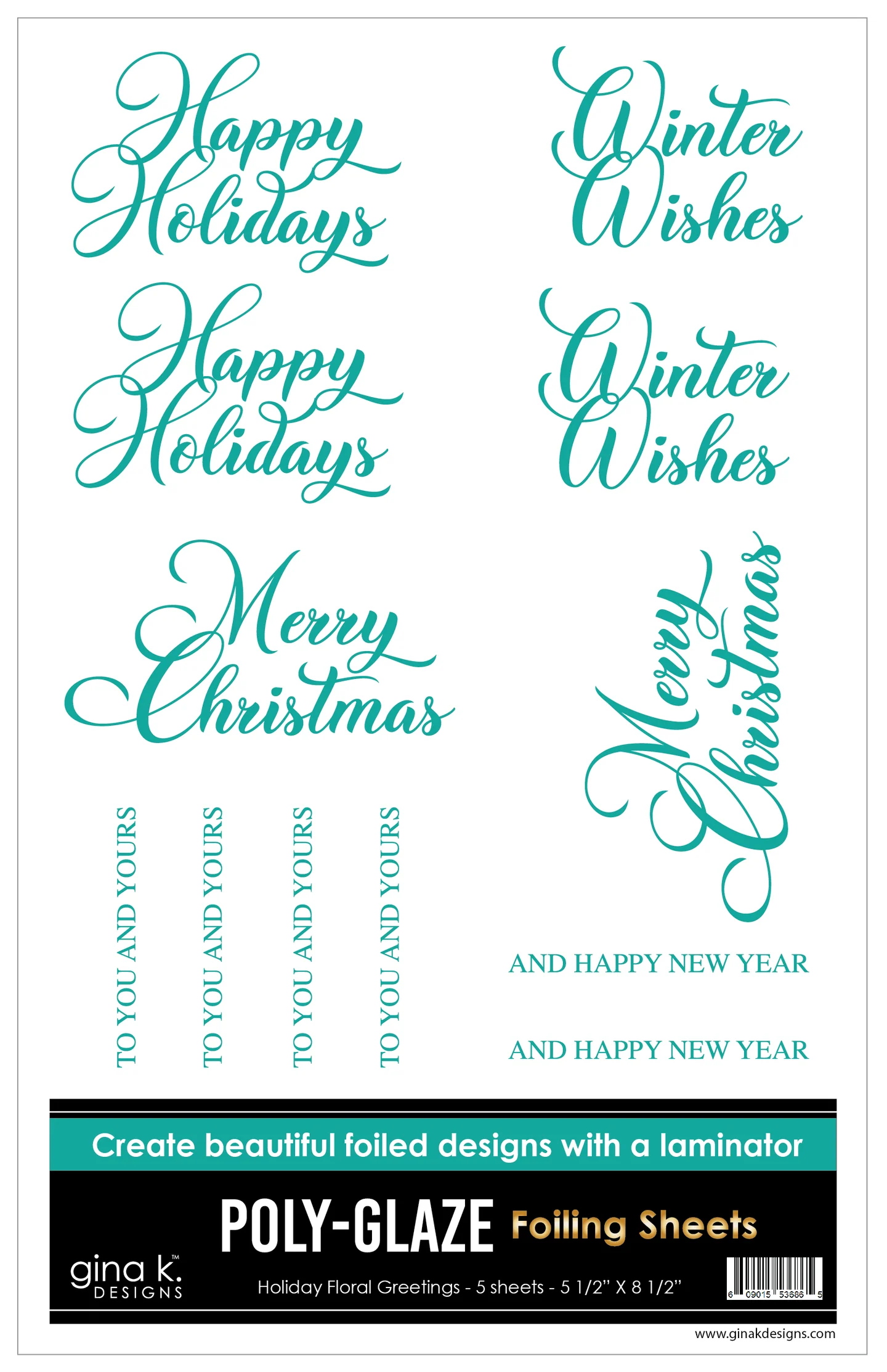 Gina K Designs - Holiday Floral Greetings - POLY-GLAZE Foiling Sheets