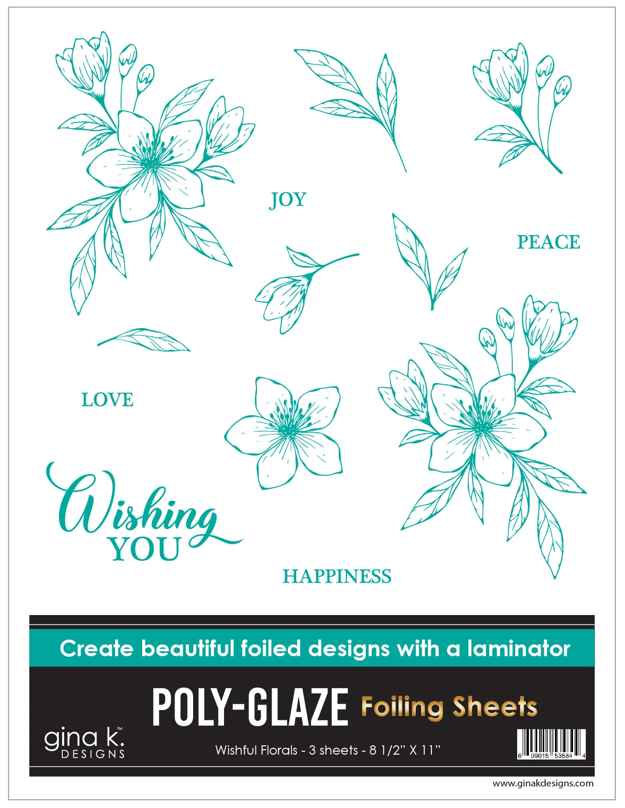 Gina K Designs - Wishful Florals - POLY-GLAZE Foiling Sheets