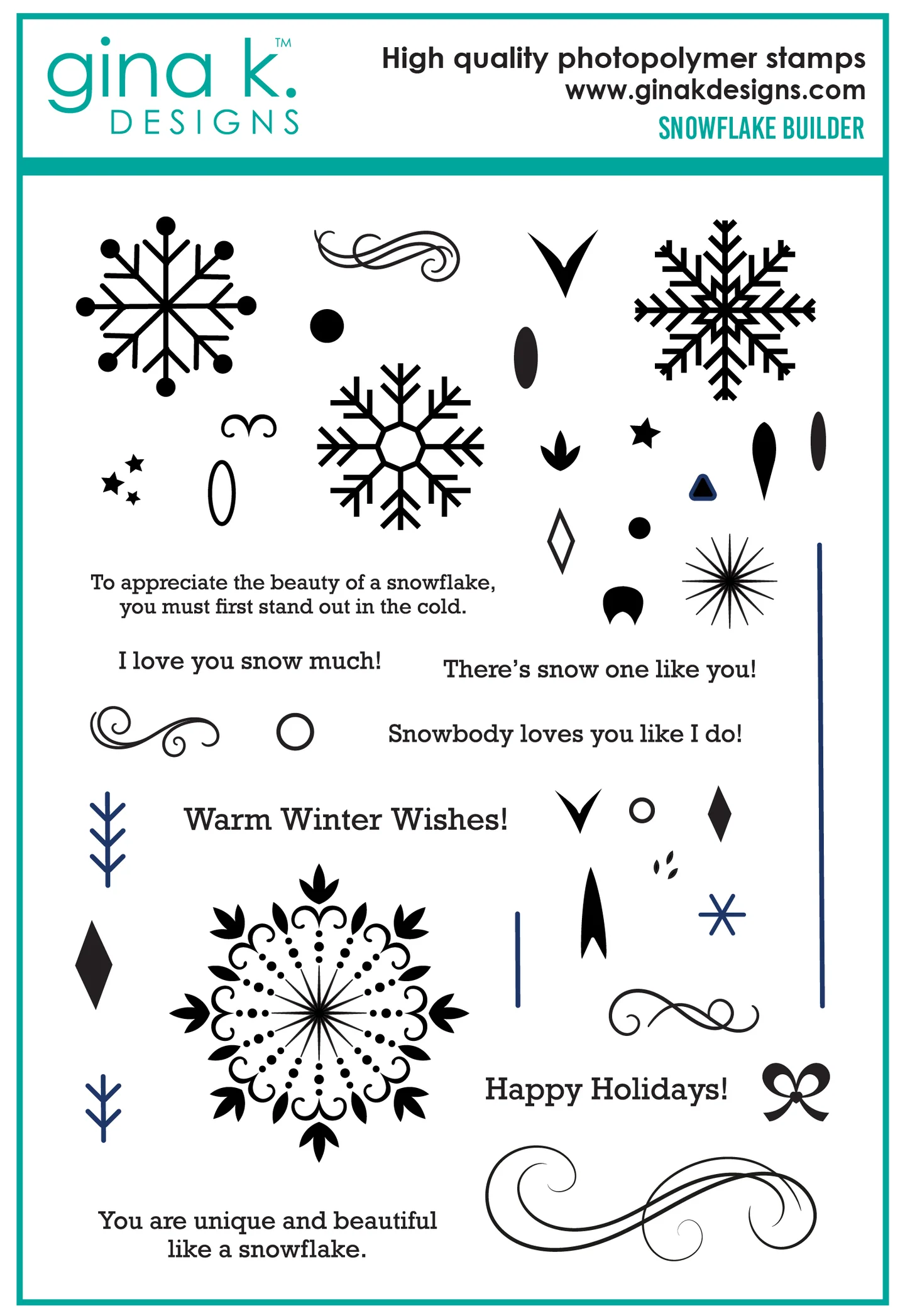 Gina K Designs - Snowflake Builder - STAMPS