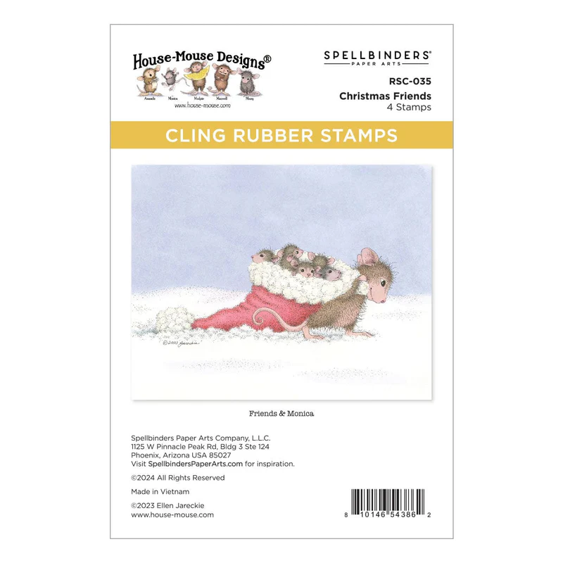 Spellbinders - Christmas Friends Cling Rubber Stamp Set from the House-Mouse Holiday Friends Collection
