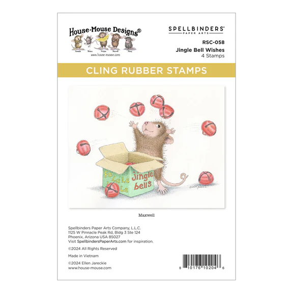 Spellbinders - Jingle Bell Wishes Cling Rubber Stamp Set from the House-Mouse Tree-mendous Christmas Collection