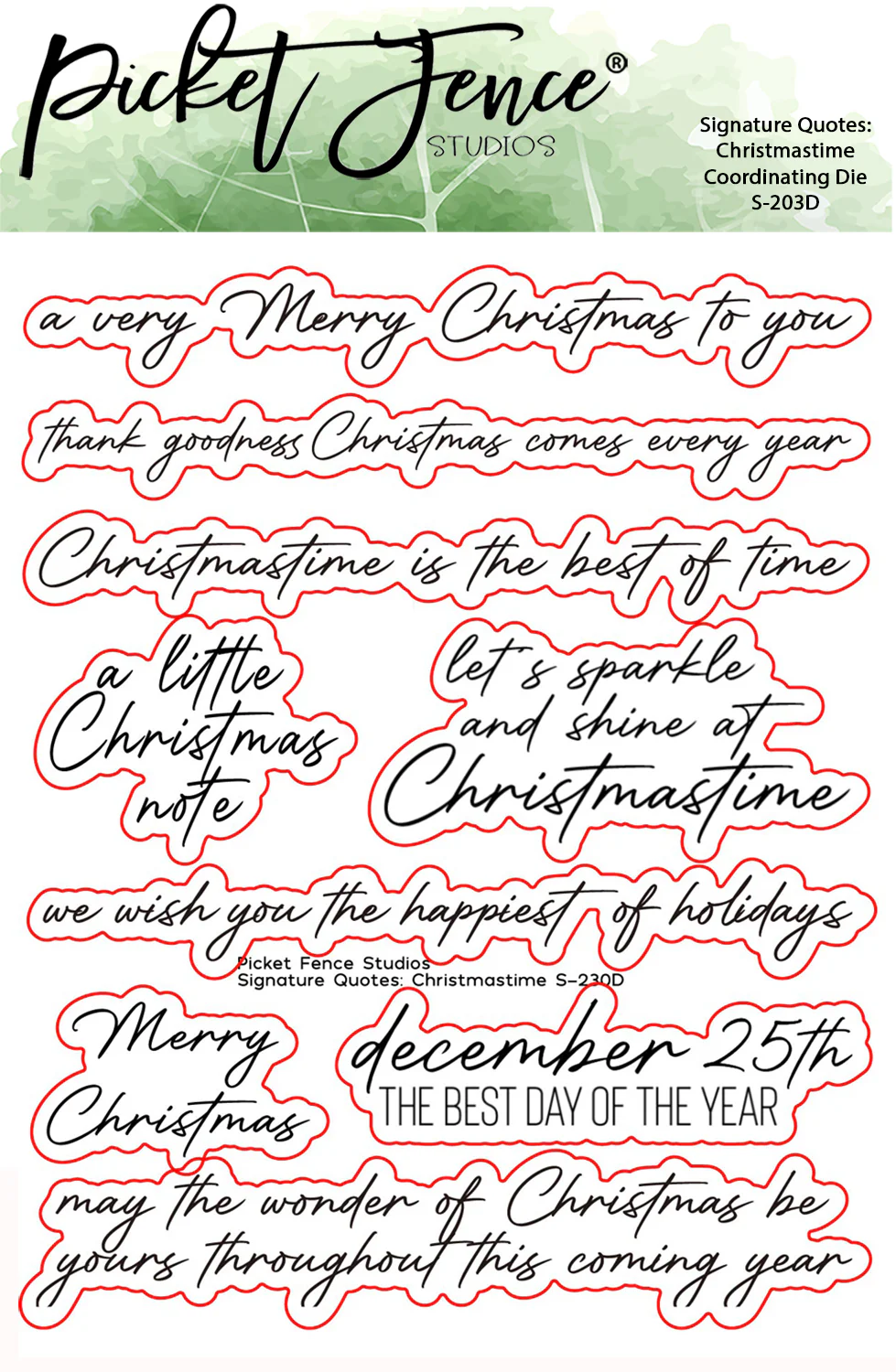 *NEW* - Picket Fence Studios - Signature Quotes: Christmastime Coordinating Die