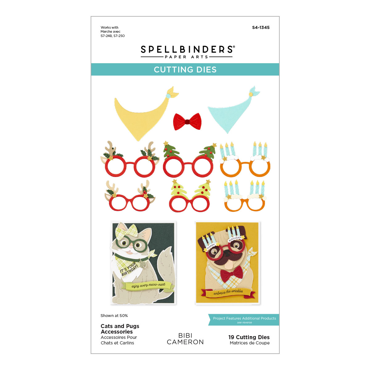 Spellbinders - Cats and Pugs Accessories Etched Dies from the Bibi's Cats and Pugs Collection by Bibi Cameron