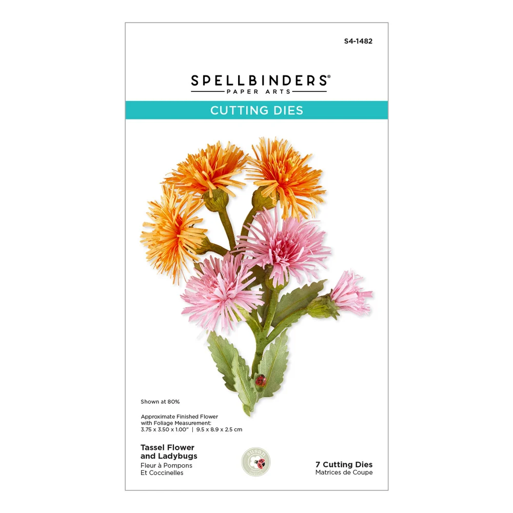 **NEW* - Spellbinders - Tassel Flower and Ladybugs Etched Dies by Susan Tierney-Cockburn